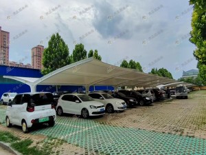 聊城監(jiān)獄3000㎡膜結(jié)構(gòu)單、雙挑車(chē)棚